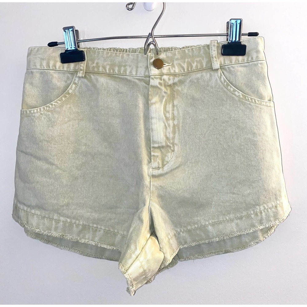 Young fabulous and broke high rise soft green raw hem shorts medium 0017